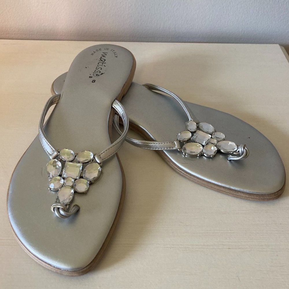 Silver Sandals with Crystal design on top